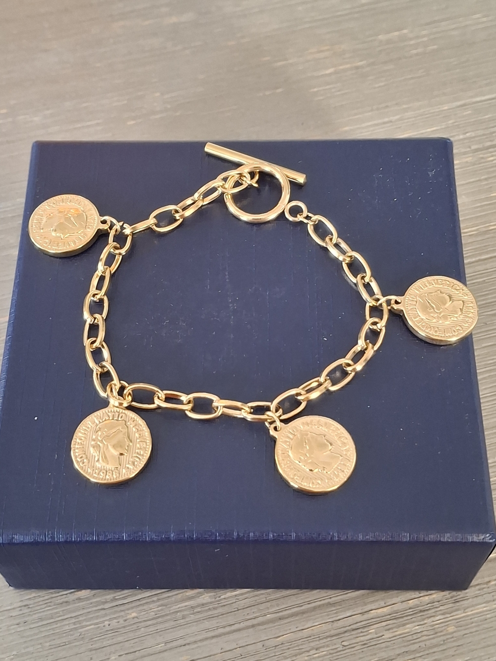 Gold-Tone Coin Charm Bracelet - Women Jewelry